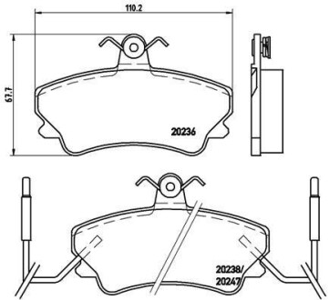 Фото автозапчасти тормозные колодки передние NISSAN MAXIMA 2.0/2.5 01.00- BREMBO P 68 019