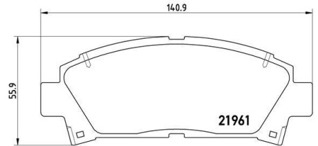 Фото автозапчасти тормозные колодки передние SUBARU FORESTER, IMPREZA, LEGACY IV, OUTBACK, TRIBECA 2.0-3.6i 09.03- BREMBO P83 028