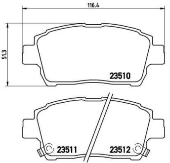 Фото автозапчасти тормозные колодки передние CITROEN C8; FIAT ULYSSE; LANCIA PHEDRA; PEUGEOT 807 3.0i 06.02- BREMBO P83051 (фото 1)