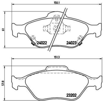 Фото автозапчастини гальмівні колодки задні BMW 02 (E10), 1500-2000; MERCEDES / 8 (W114, W115), S (W108, W109, W116, W126); VOLVO 140, 164, 240, 740, 940 1,5-6,8 01,62-12,94 BREMBO P83085