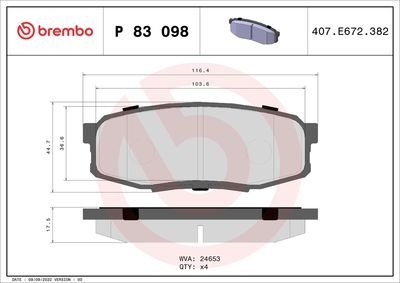 Фото автозапчастини колодки гальмівні (задні) Toyota Land Cruiser Prado 09-/200/Sequoia/Tundra/Lexus LX 07- BREMBO P83098X