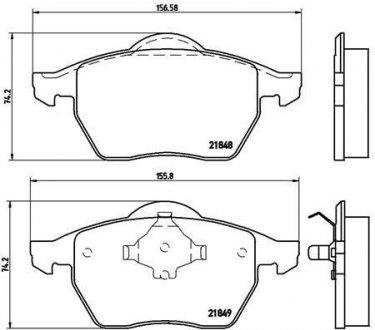 Тормозные колодки передние VOLVO S60, S80, V70, XC70 2.0-2.9 11.97 BREMBO P85 039 (фото 1)