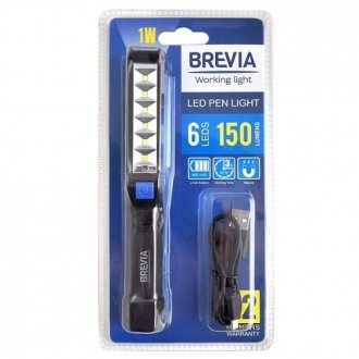 Фото автозапчасти лампа инсп. LED Pen Light 6SMD+1W LED, 150lm, 900mAh, microUSB, блистер BREVIA 11210