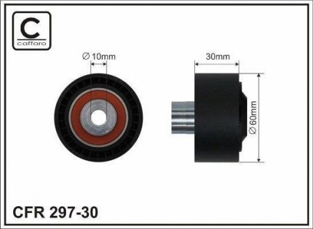 Ролик натяж. генератора, 1.6 D Multijet 07- (60x30x10/45.7) CAFFARO 297-30 (фото 1)