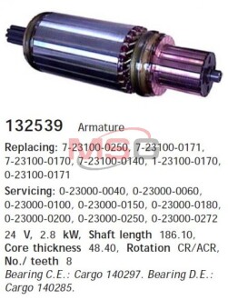 Фото автозапчастини якір стартера CARGO 132539