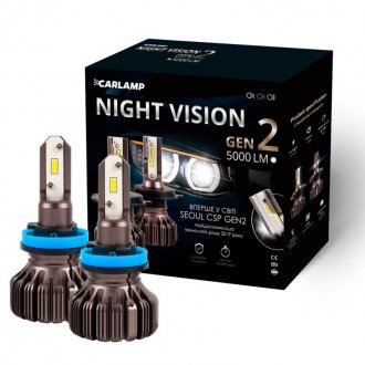 Світлодіодні лампи H11 LED Night Vision Gen2 Led для авто 5500 K 5000 Лм Carlamp NVGH11