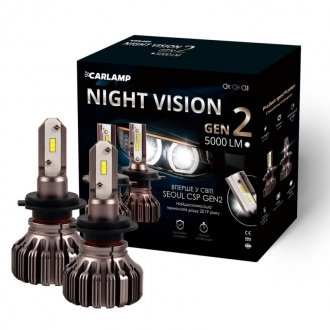 Світлодіодні автолампи H7 Led Night Vision Gen2 Led для авто 5000 Lm 5500 K Carlamp NVGH7