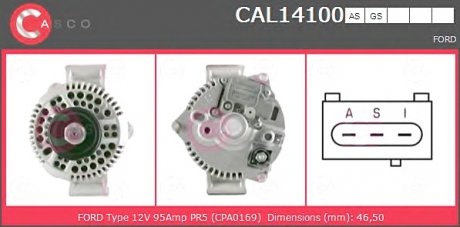 Фото автозапчасти генератор CASCO CAL14100AS