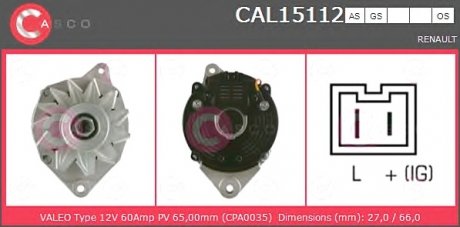 Фото автозапчасти генератор CASCO CAL15112AS