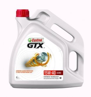 Фото автозапчастини олива двигуна GTX (4L +) SAE 15W40 API SN; ACEA A3; B3; FIAT 9.55535-D2; Mercedes 229.1; Volkswagen 505.00; Volkswagen 505.01 CASTROL GTX 15W40 4L