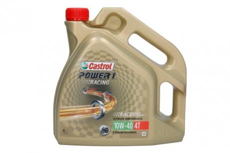 Фото автозапчасти масло для 4-тактных двигателей Power 1 Racing (4L+) SAE 10W40 API SN, JASO MA-2 CASTROL POWER 1 RACING 10W40 4L