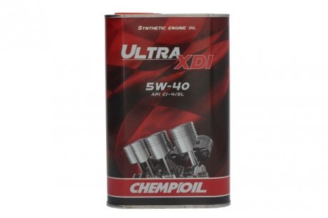Моторне масло (1л) SAE 5W40 (металева упаковка) ;API CJ-4; SN; ACEA A3/B4; BMW LL-01; BMW LL-98; CHRYSLER MS 10896; CHRYSLER MS-10850; CHRYSLER MS-12991; FIAT 9.55535-H2; FIAT 9.55535-Z2; MB 229.3; CHEMPIOIL CH U. XDI 5W40 1L M