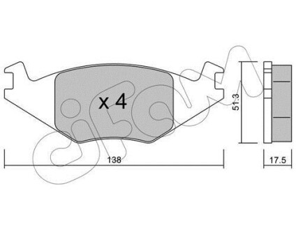 Фото автозапчастини vw гальмівні колодки передн. golf ii, polo -90seat ibiza,cordoba (17,3mm) CIFAM 822-047-0