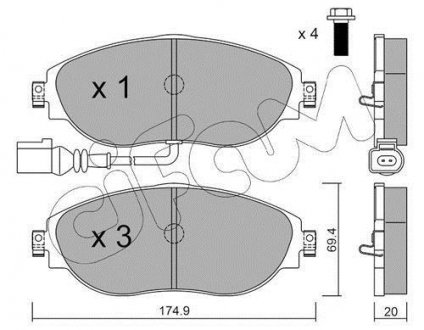 Тормозные колодки передние Audi A3 / Octavia 2013 - / Golf 2014- CIFAM 822-952-0