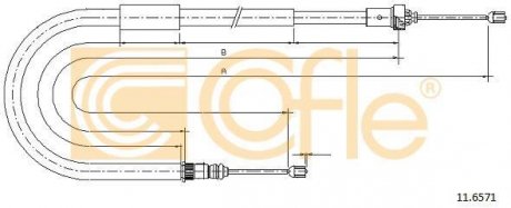 Фото автозапчастини трос ручного гальма COFLE 11.6571 (фото 1)