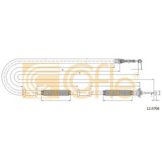 Фото автозапчастини трос ручного гальма зад. правий Fiat Doblo 1.2-1.9 JTD 01- COFLE 12.0708