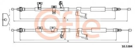 Фото автозапчастини трос ручника (задній) Ford C-Max II/Focus III 10- (1940/1870mm) COFLE 92105384