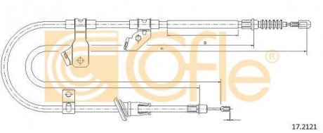 Трос ручника (задній) (R) Mitsubishi Colt/Smart Forfour 04-12 (1570/1420mm) COFLE 92172121