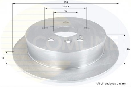 - Диск гальмівний Lexus RX 03->08, Toyota Harrier 00-> COMLINE ADC01159