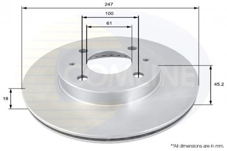 - Диск гальмівний вентильований Nissan Almera 95->00 COMLINE ADC0242V