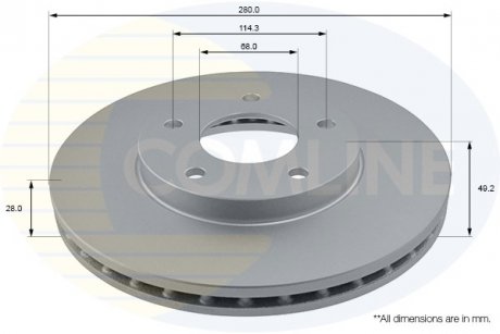 - Диск гальмівний вентильований з покриттям Nissan Almera 00->, Maxima 00->03, Primera 02->, X-Trail 01->13 COMLINE ADC0260V (фото 1)