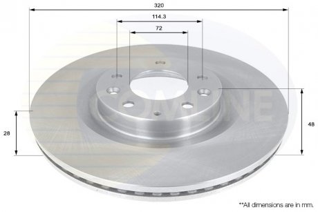 - Диск гальмівний вентильований Mazda CX-7 07->, CX-9 07-> COMLINE ADC0460V