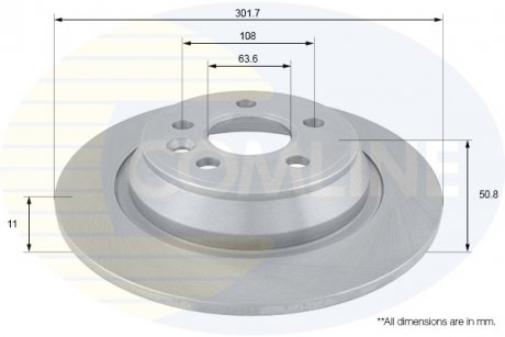 Фото автозапчасти - Диск гальмівний з покриттям Ford Focus 05->11, Galaxy 06->15, Kuga 08->, Mondeo 07->, S-Max 06->14, Land Rover Range Rover 11-> COMLINE ADC1240