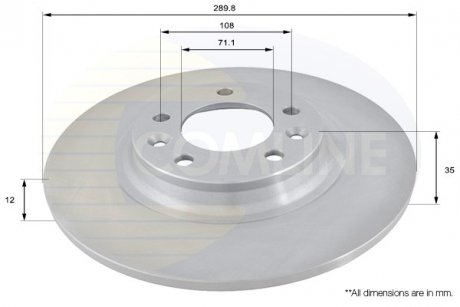 - Диск гальмівний з покриттям Citroen C5 06->, Peugeot 407 04->, 508 10->, 607 00->, RCZ 10-> COMLINE ADC1551