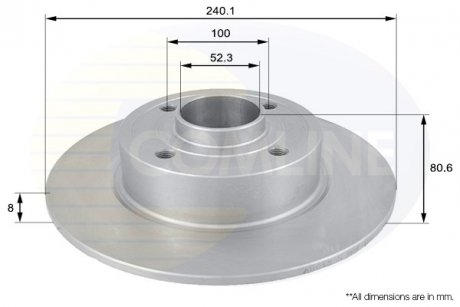 - Диск гальмівний з покриттям Renault Clio 05->, Megane 02->, Modus 04->, Twingo 08->, Wind 10-> COMLINE ADC1555