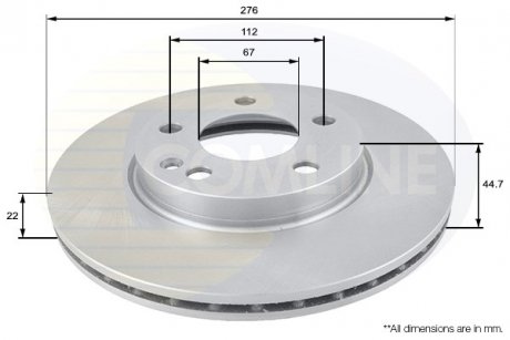 - Диск гальмівний вентильований з покриттям Mercedes-Benz A-Class 04->12, B-Class 05->11 COMLINE ADC1642V