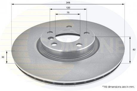 Фото автозапчасти - Диск гальмівний вентильований з покриттям BMW X5 07->, X6 08-> COMLINE ADC1755V