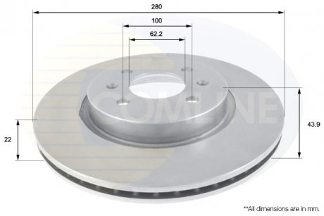 - Диск гальмівний вентильований з покриттям Kia Rio III 11-> COMLINE ADC2405V