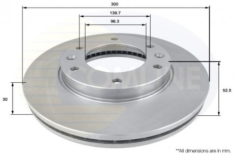 - Диск гальмівний вентильований з покриттям Hyundai iLoad 08->, i800 08-> COMLINE ADC2414V