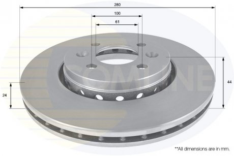 Фото автозапчасти - Диск гальмівний вентильований з покриттям Dacia Dokker 12->, Lodgy 12->, Renault Captur 13->, Clio 0->, Kangoo 01->, Megane 00->, Scenic 00->, Wind 10-> COMLINE ADC2720V (фото 1)