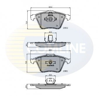 - Гальмівні колодки до дисків Ford Focus 05->08, Mazda 3 03->, Saab 9-3 02->, Volvo V40 12->, S40 04->, V50 04->, C70 06-> COMLINE CBP01607