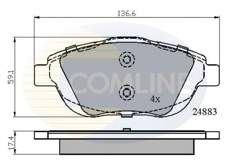 - Гальмівні колодки до дисків Citroen C3 09->, DS3 09->, 2008 13-> COMLINE CBP02027 (фото 1)