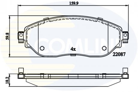 - Гальмівні колодки до дисків Opel Vivaro 14->, Renault Trafic 14-> COMLINE CBP02285 (фото 1)