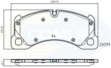 - Гальмівні колодки до дисків Porsch Cayenne 04->, Pannamere 09->, VW Touarage 02->10 COMLINE CBP06039