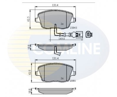 - Гальмівні колодки до дисків Seat Cordoba 99->09, Ibiza 03->04, Skoda Fabia 00->, Roomster 06->, VW Polo 02-> COMLINE CBP11147 (фото 1)