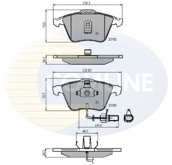 Фото автозапчасти - Гальмівні колодки до дисків Audi A6 99->05, Allroad 00->05 COMLINE CBP11200 (фото 1)