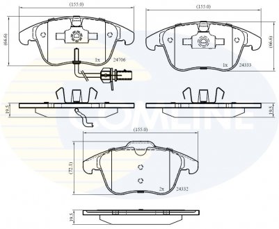 Фото автозапчасти - Гальмівні колодки до дисків Audi A4 07->, A5 Cabriolet 07-> COMLINE CBP11591