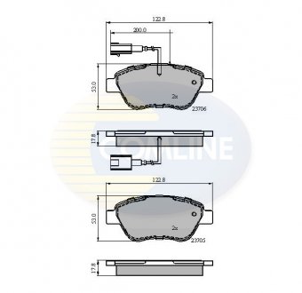 - Гальмівні колодки до дисків Citroen Nemo 10->, Fiat Linea 07->, Punto 06->, Peugeot Bipper 10-> COMLINE CBP12047