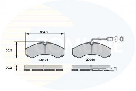 - Гальмівні колодки до дисків Nissan Cabstar 06->, Renault Maxity 07-> COMLINE CBP16031