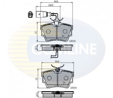 - Гальмівні колодки до дисків Seat Alhambra 00->, VW Transporter T4 96->03 COMLINE CBP1874