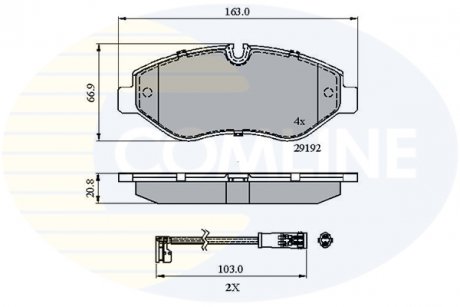 - Гальмівні колодки до дисків Mercedes-Benz Viano 04->, Mercedes-Benz Vito Van 03->, Sprinter 06->, VW Crafter 06-> COMLINE CBP21555