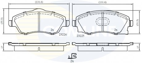 Фото автозапчасти - Гальмівні колодки до дисків Opel Combo 01->, Corsa 00->, Meriva 03->10, Tigra 04-> COMLINE CBP31112