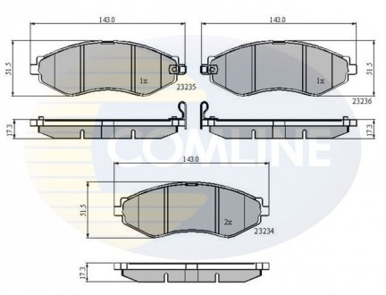 Фото автозапчастини комплект тормозных колодок, дисковый тормоз COMLINE CBP31188