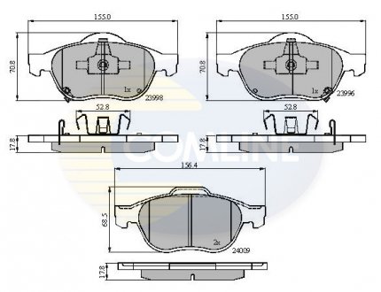 Фото автозапчасти - Гальмівні колодки до дисків Toyota Avensis 01-> COMLINE CBP31249