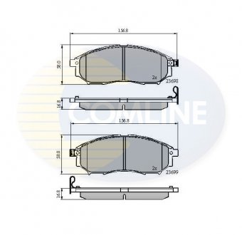 Фото автозапчасти гальмівні колодки, дискове гальмо (набір) COMLINE CBP31524 (фото 1)