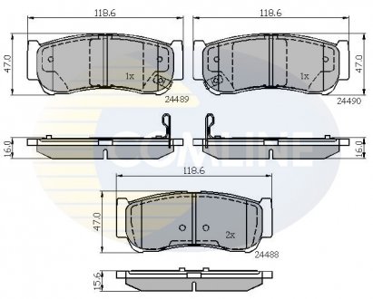 - Гальмівні колодки до дисків Hyundai H-1 97->07, Sante Fe 06->09 COMLINE CBP31714 (фото 1)